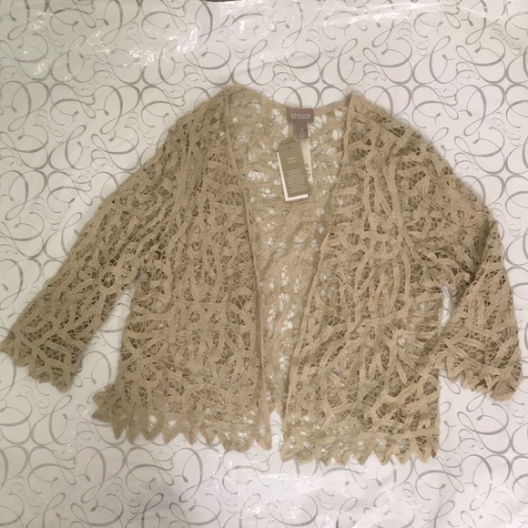 Chico's Sweaters - Open Front Lace Yarn Cardigan L NWT
